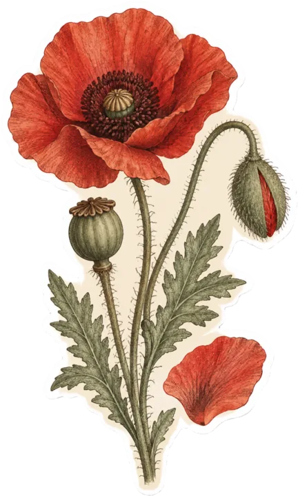 Botanical Engraving Poppy