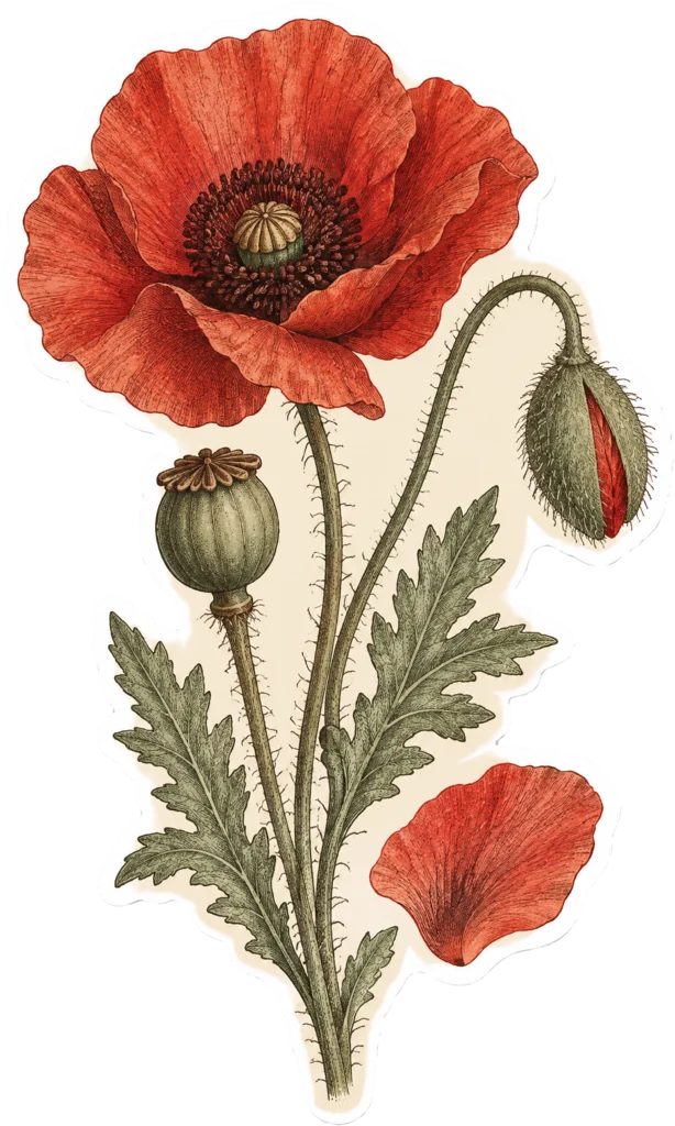 Botanical Engraving Poppy